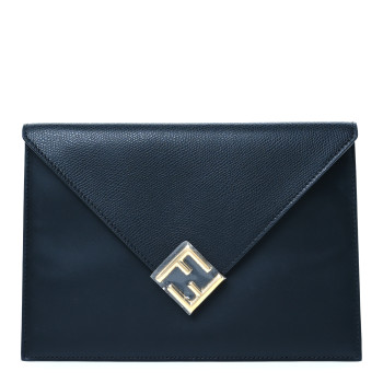 FENDI Vitello King Cruise FF Diamonds Flat Envelope Pouch Black