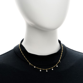 ROBERTO COIN 18K Yellow White Gold Diamonds by the Inch Dog Bone Chain Dangle Necklace