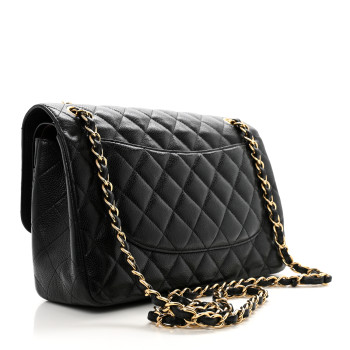 CHANEL Caviar Quilted Jumbo Double Flap Black