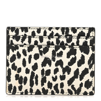 SAINT LAURENT Grain De Poudre Baby Cat Print Card Case White Black
