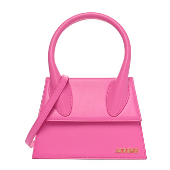 JACQUEMUS Smooth Calfskin Le Grand Chiquito Neon Pink