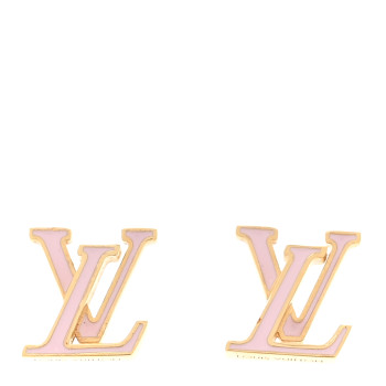 LOUIS VUITTON Metal Enamel LV Iconic Earrings Gold Pink