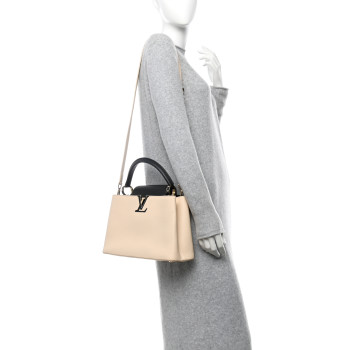 LOUIS VUITTON Taurillon Capucines PM Creme  Black