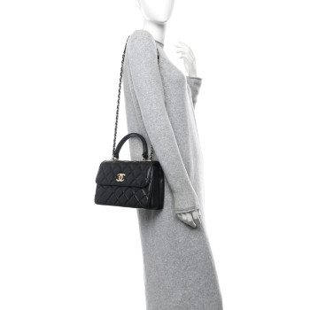 CHANEL Lambskin Quilted Small Trendy CC Dual Handle Flap Bag Black