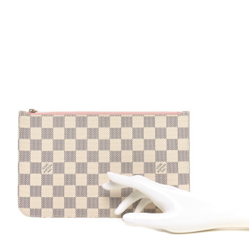 LOUIS VUITTON Damier Azur Neverfull MM GM Pochette Rose Ballerine