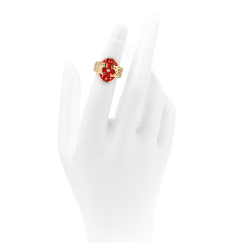 FOUNDRAE 18K Yellow Gold Enamel Diamond Strength Cigar Band 45 3.5 Red