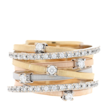 MARCO BICEGO 18K Yellow White Rose Gold Diamond Seven Strand Goa Ring 53 6.5