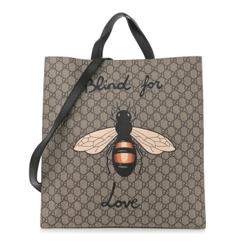 GUCCI GG Supreme Monogram L'Aveugle Par Amour Print Vertical Tote Black