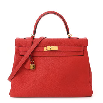 HERMES Togo Kelly Retourne 35 Rouge Casaque