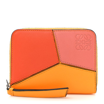 LOEWE Calfskin Puzzle Zip Around Wallet Yellow Multicolor