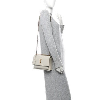 SAINT LAURENT Calfskin Medium Monogram Sunset Crema Soft