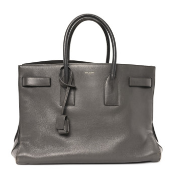 SAINT LAURENT Calfskin Large Sac de Jour Carryall Grey