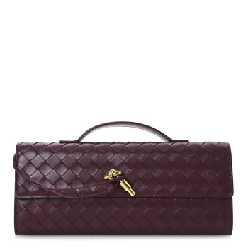BOTTEGA VENETA Nappa Intrecciato Long Andiamo Top Handle Clutch Barolo