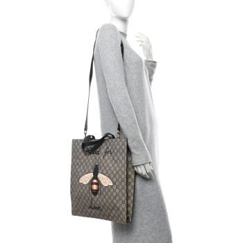 GUCCI GG Supreme Monogram L'Aveugle Par Amour Print Vertical Tote Black