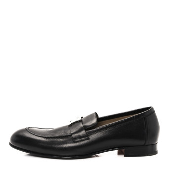 HERMES Goatskin Mens Paris Loafers 41.5 Black