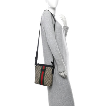 GUCCI GG Supreme Monogram Web Messenger Bag Black