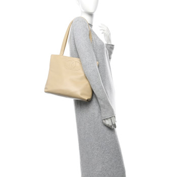 CHANEL Calfskin CC Tote Beige CHANEL Calfskin CC Tote Beige