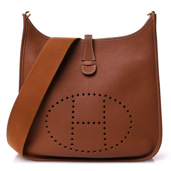HERMES Taurillon Clemence Evelyne III PM Gold