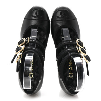 CHANEL Lambskin Mary Jane Pumps 37 Black
