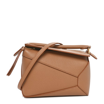 LOEWE Calfskin Mini Puzzle Edge Bag Toffee