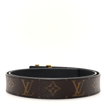 LOUIS VUITTON Calfskin Monogram 30mm LV Initiales Reversible Belt 90 36 Black