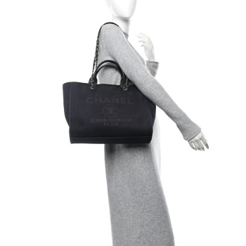 CHANEL Mixed Fibers Small Deauville Tote Black