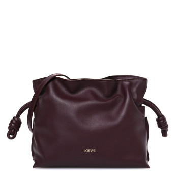 LOEWE Calfskin Mini Flamenco Knot Clutch Dark Burgundy