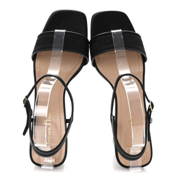 CHRISTIAN DIOR Canvas Embroidered Dway 80mm Sandals 41 Black