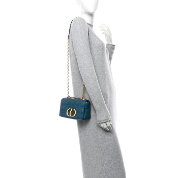 CHRISTIAN DIOR Lambskin Cannage Small Caro Bag Deep Ocean