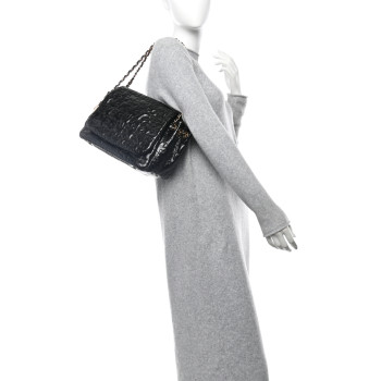 CHANEL Patent Puzzle Accordion Flap Bag Black