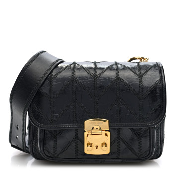 MIU MIU Vitello Shine Patchwork Crossbody Bag Black