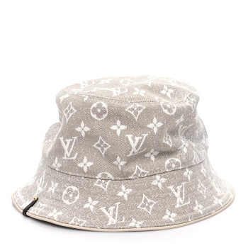 LOUIS VUITTON Monogram Denim Jacquard Bucket Hat S Beige