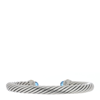 DAVID YURMAN Sterling Silver 14K Yellow Gold Blue Topaz 7mm Cable Classics Bracelet