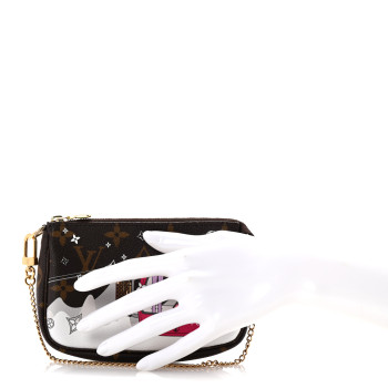 LOUIS VUITTON Monogram 2019 Christmas Animation Mini Courchevel Pochette Accessories Fuchsia