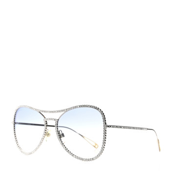 CHANEL Crystal Aviator Sunglasses 4121-B Silver