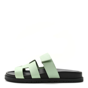 HERMES Epsom Womens Chypre Sandals 36 Vert Jade