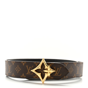 LOUIS VUITTON Calfskin Monogram 30mm Flowergram Reversible Belt 90 36 Black