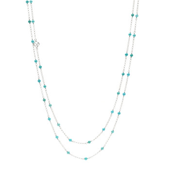 DAVID YURMAN Sterling SIlver Turquoise Long Bead Station Necklace