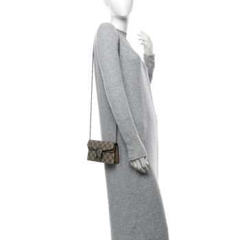 GUCCI GG Supreme Monogram Super Mini Dionysus Shoulder Bag Taupe
