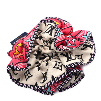 LOUIS VUITTON Monogram Tiles Silk Scrunchie Multicolor
