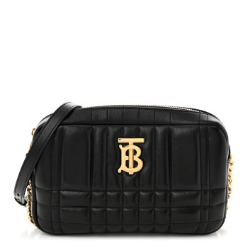 BURBERRY Calfskin Quilted Small Lola Camera Bag Black