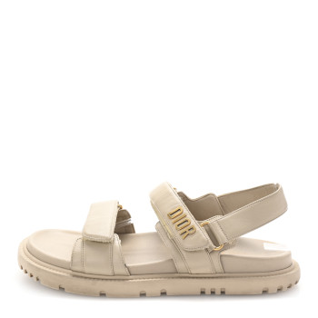 CHRISTIAN DIOR Lambskin Dioract 10mm Sandals 41 Off White