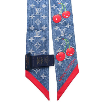 LOUIS VUITTON LV X TM Silk Monogram Cerises Bandeau Denim Blue