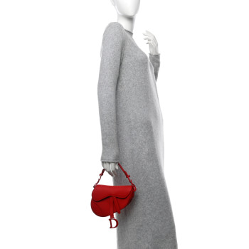 CHRISTIAN DIOR Ultra Matte Calfskin Mini Saddle Bag Red