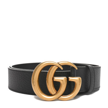 GUCCI Textured Calfskin Double G 40mm Belt 90 36 Black