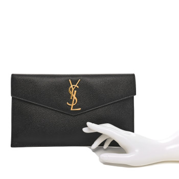 SAINT LAURENT Grain De Poudre Uptown Pouch Black