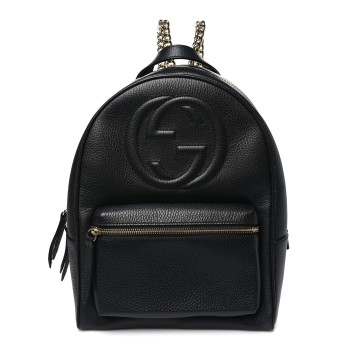 GUCCI Pebbled Calfskin Soho Chain Backpack Black