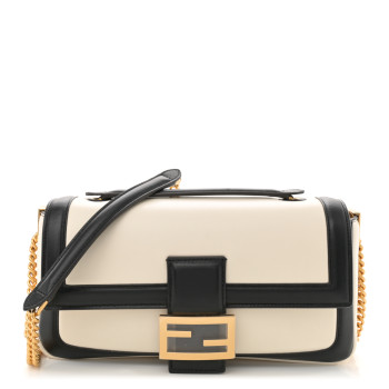 FENDI Nappa Apolo Bi-Color Chain Baguette Uovo Black