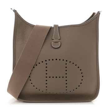 HERMES Taurillon Clemence Evelyne III PM Etoupe