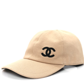 CHANEL Cotton CC Cap Hat Beige